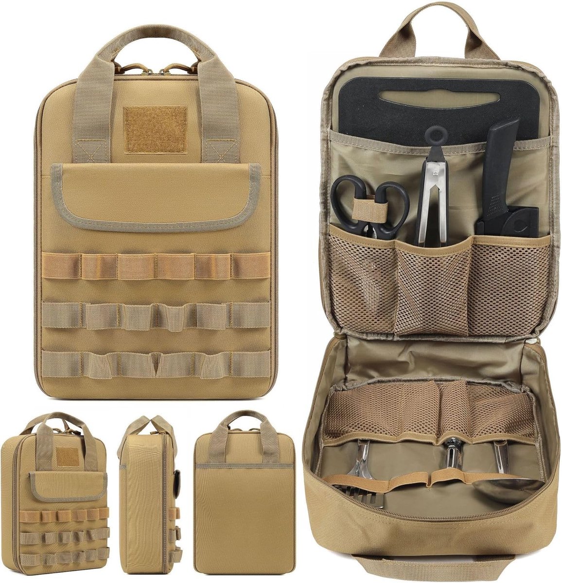 etui - opbergkast - Kampeer opbergtas - Opbergtas voor kampeerbestek - Wandeltas buitenaccessoires - Picknick tas leeg - Messentas kamperen - lege tas voor wandelen, picknick en barbecue, afmetingen tas 24x9.5x34 cm