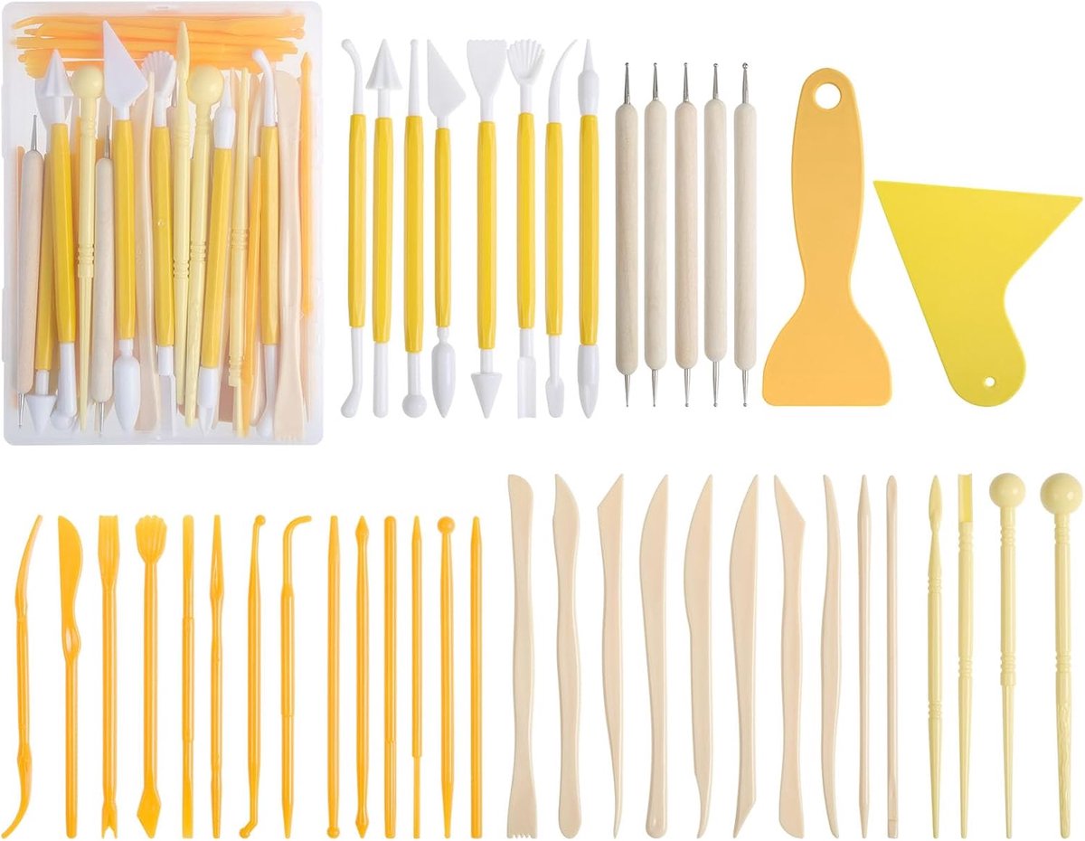 SnelShoppen - 43-delige Pottenbakkers Gereedschapset, Modelleringsgereedschap met Opbergtas, Klei en Sculptuur Tools voor Keramiek en Kunst
