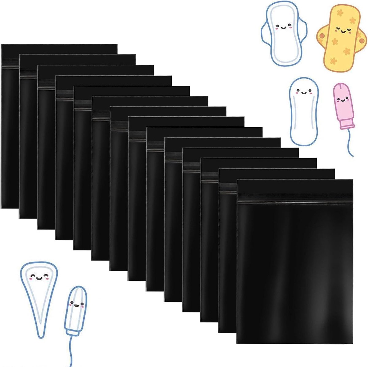 SnelShoppen - 100 Stuks Hygiene Zakjes voor Sanitaire Maandverbanden, Tampons, Vrouwelijke Hygiëne, Geurvrij, Duurzaam PE Materiaal, Lockable, voor Th