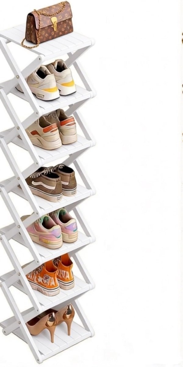 SnelShoppen - Bamboo Schoenenrek - Geen Montage Vereist, Hoge Smalle Vouwbare Schoenorganizer, Ruimtebesparende 7-Tier Plank voor Hal, Hoeken, Slaapka