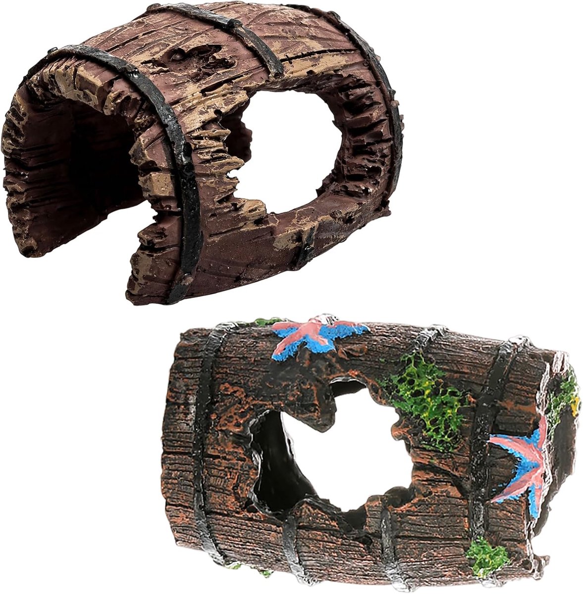 Aquarium Decoratie Boomstammen - Hars Ornamenten - Aquascape Landschap - Realistisch Mos Design - 2 stuks - Natuurlijk