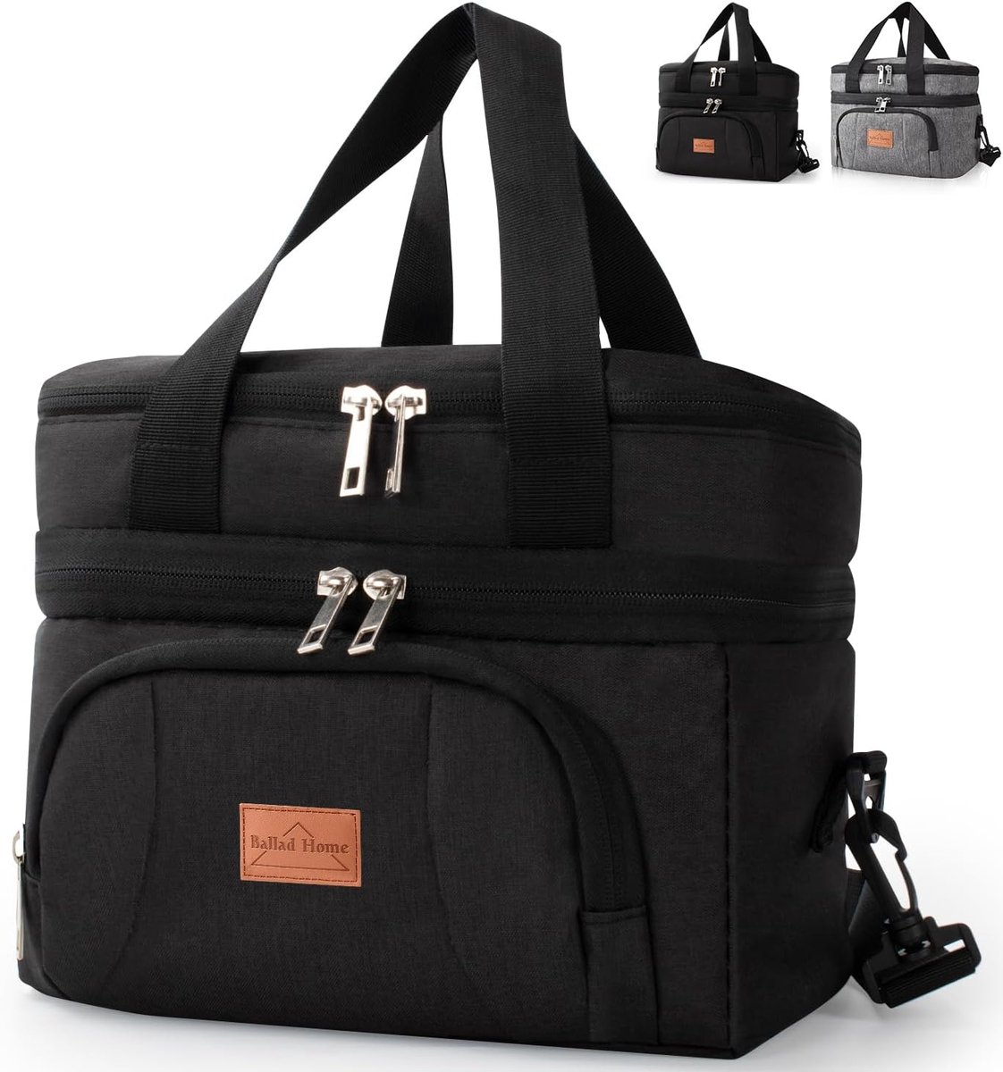 SnelShoppen - Insulated Lunch Bag 10L - Lunch Cooler Bag met Dubbele Compartimenten - Thermo Tas met Verstelbare Schouderriem - Ideaal voor Strand, Pi
