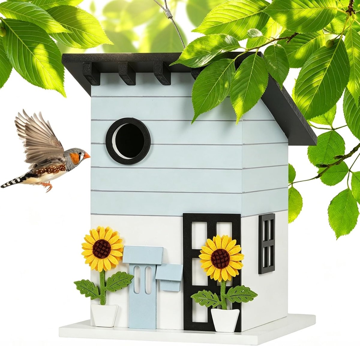 SnelShoppen - Nestkast voor vogels, weerbestendig vogelhuisje voor buiten, decoratief vogelhuisje voor tuin, balkon en terras, 33 mm invliegat, Landhu