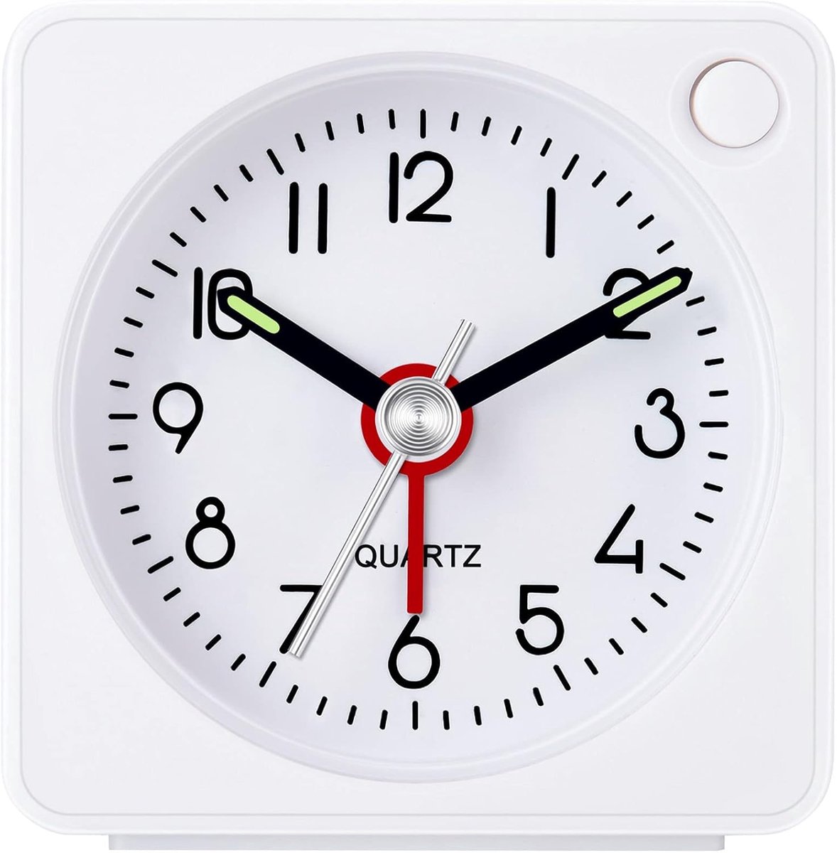 SnelShoppen - Mini Analoge Alarmklok met Snooze Functie, Compacte Reisklok zonder Tikken, Stil Quartz Mechanisme, Gemakkelijke Bediening, Ideaal voor