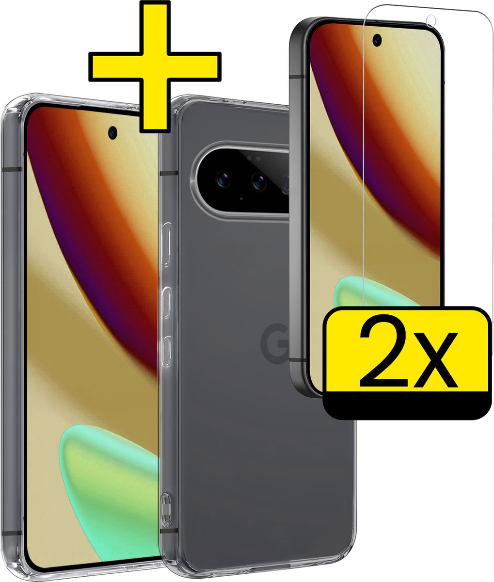 Hoesje - Met 2x Screenprotector - Geschikt voor Google Pixel 11 - Sterk & Shockproof - Back Cover - Siliconen Case - Telefoon Hoes - Telefoonhoesjes - Transparant