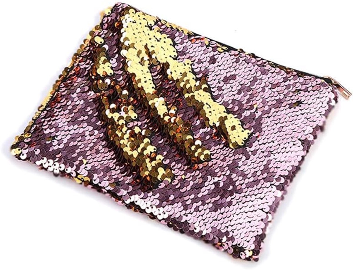SnelShoppen - Grote Sequin Pennenzak met Glitters - Ruime Organiser - Make-up Tas voor School, Kantoor en Thuis - Multicolour - Modern Design 20x16cm