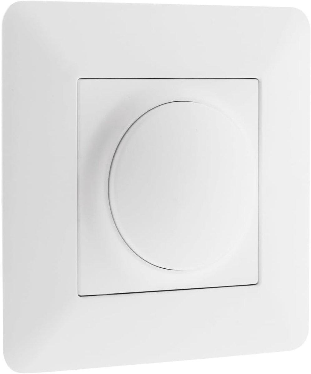 SnelShoppen - Rotating Dimmer LED Compatibel - Inbouwmontage, Compact Motor, Nauwkeurige Verstelling - Clip-On Bevestiging - 86 x 86mm Wit