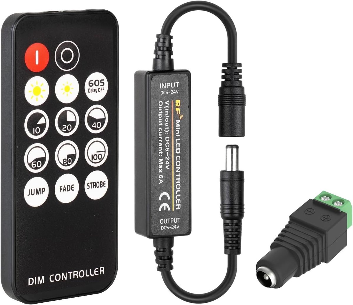 SnelShoppen - Mini RF LED Dimmer Controller met 14 Knoppen Afstandsbediening - Dimbaar van 5V tot 24V voor LED Strips - Perfect voor Feesten, Sfeerver