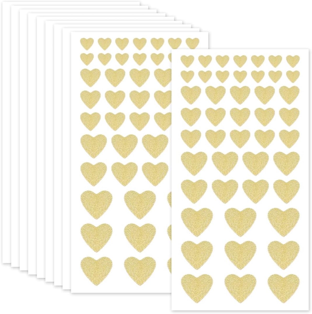 SnelShoppen - Pack van 230 Hartvormige Stickers voor het Bevestigen van Enveloppen, Wenskaarten, Uitnodigingen, Bruiloften, Cadeauboxen - Gouden Hartp