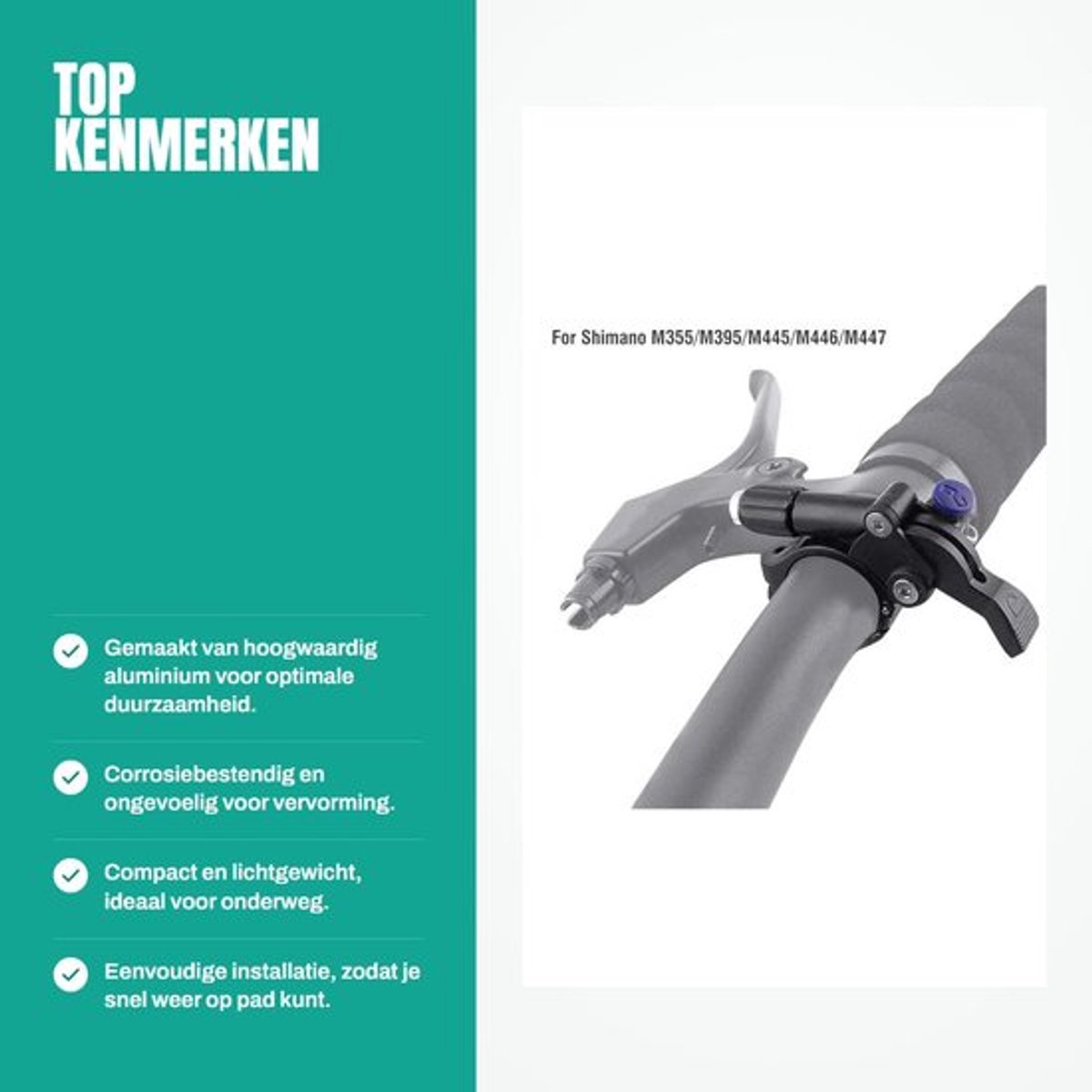 Fiets Afstandsbediening Robuust - Aluminiumlegering - Lichtgewicht - Eenvoudig te Installeren - Geschikt voor Stuurdiameter 22,2 mm - Corrosiebestendig - Fietsbediening