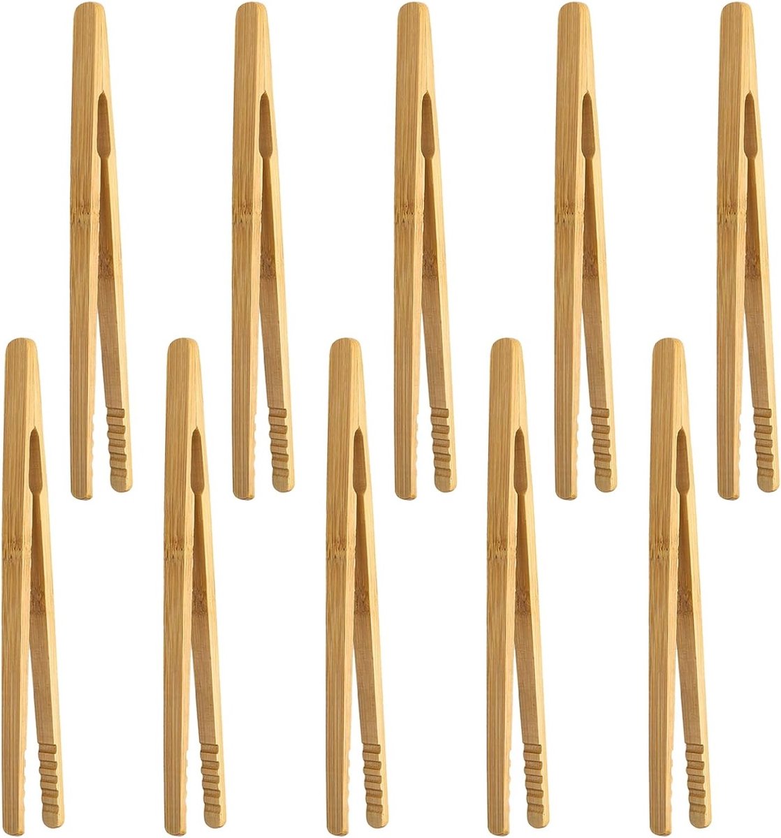 Houten Grilltangen Set van 10 Stuks - Herbruikbare Bamboo Tangen voor Salades, Toast en BBQ Accessoires - 18 cm Lang