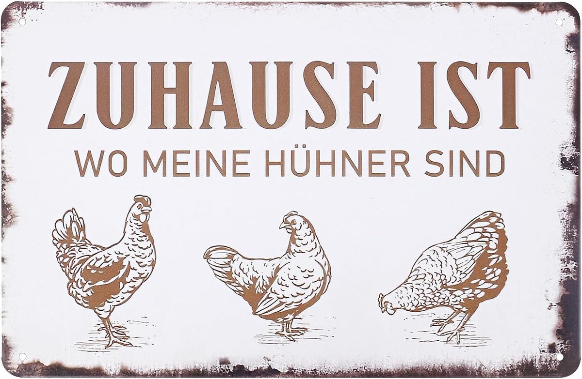 SnelShoppen - Retro Metal Sign voor Kippen - Kip Plaat - Tin Sign voor Kippenhok - Farmhouse Waarschuwing Tuin Sign - Kip Decoratie 20x30cm