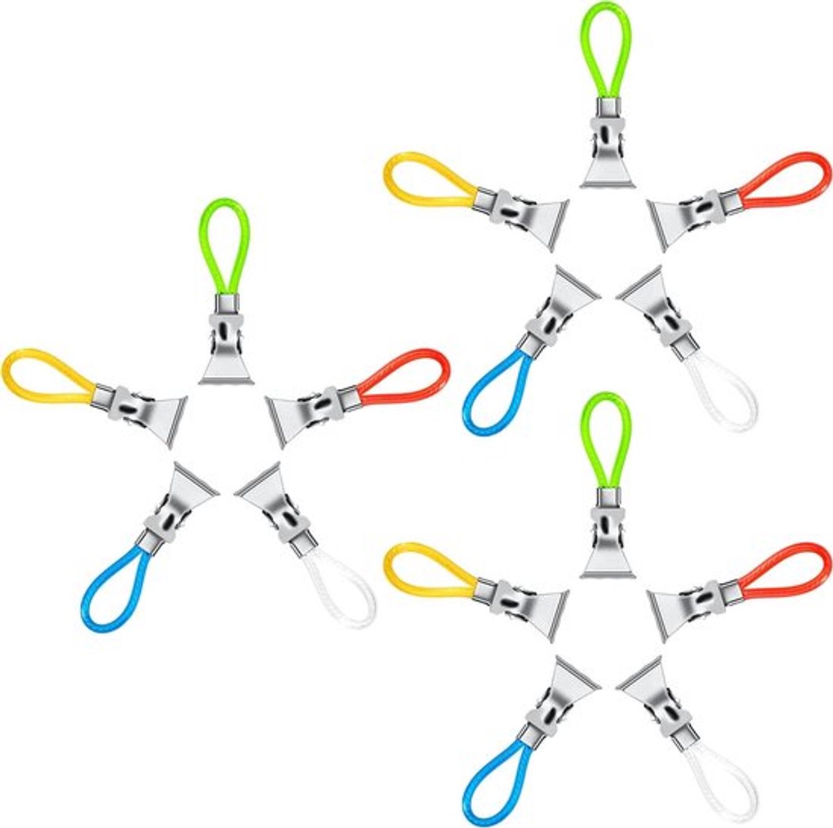 Kleurrijke Handdoekclips - Set van 15 stuks in 5 kleuren - Handige hanger voor handdoeken, pannenlappen en theedoeken
