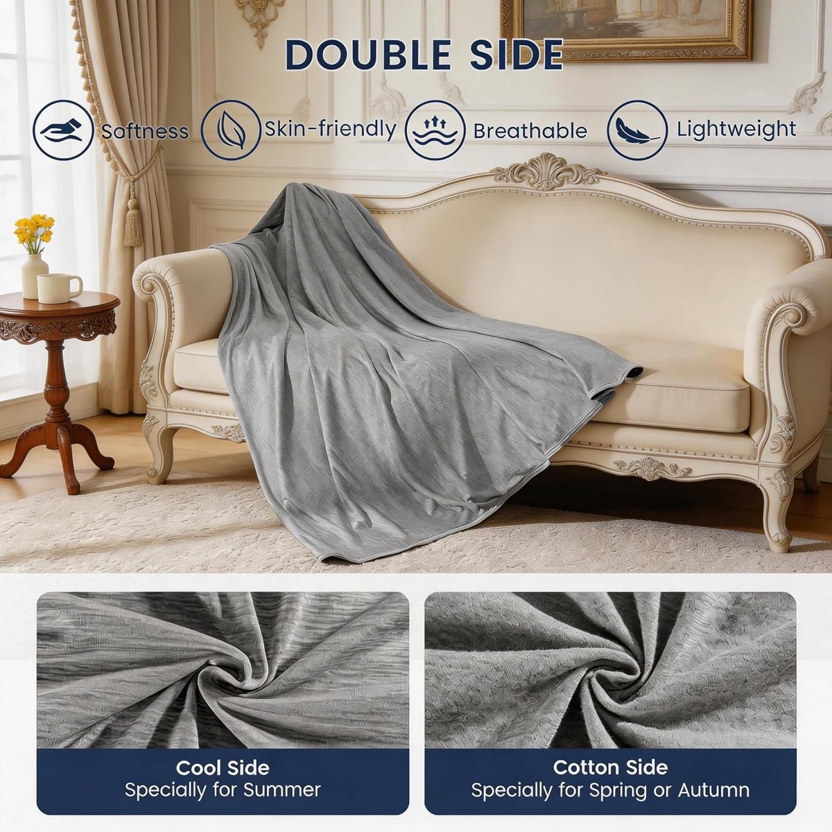 Thijox - Koeldeken voor Nachtelijk Zweten - Zomerkoeldeken voor Tweepersoonsbed 200x220 cm - Q-Max > 0,45 Koelvezel - Ideaal voor Hotsleepers, Volwass