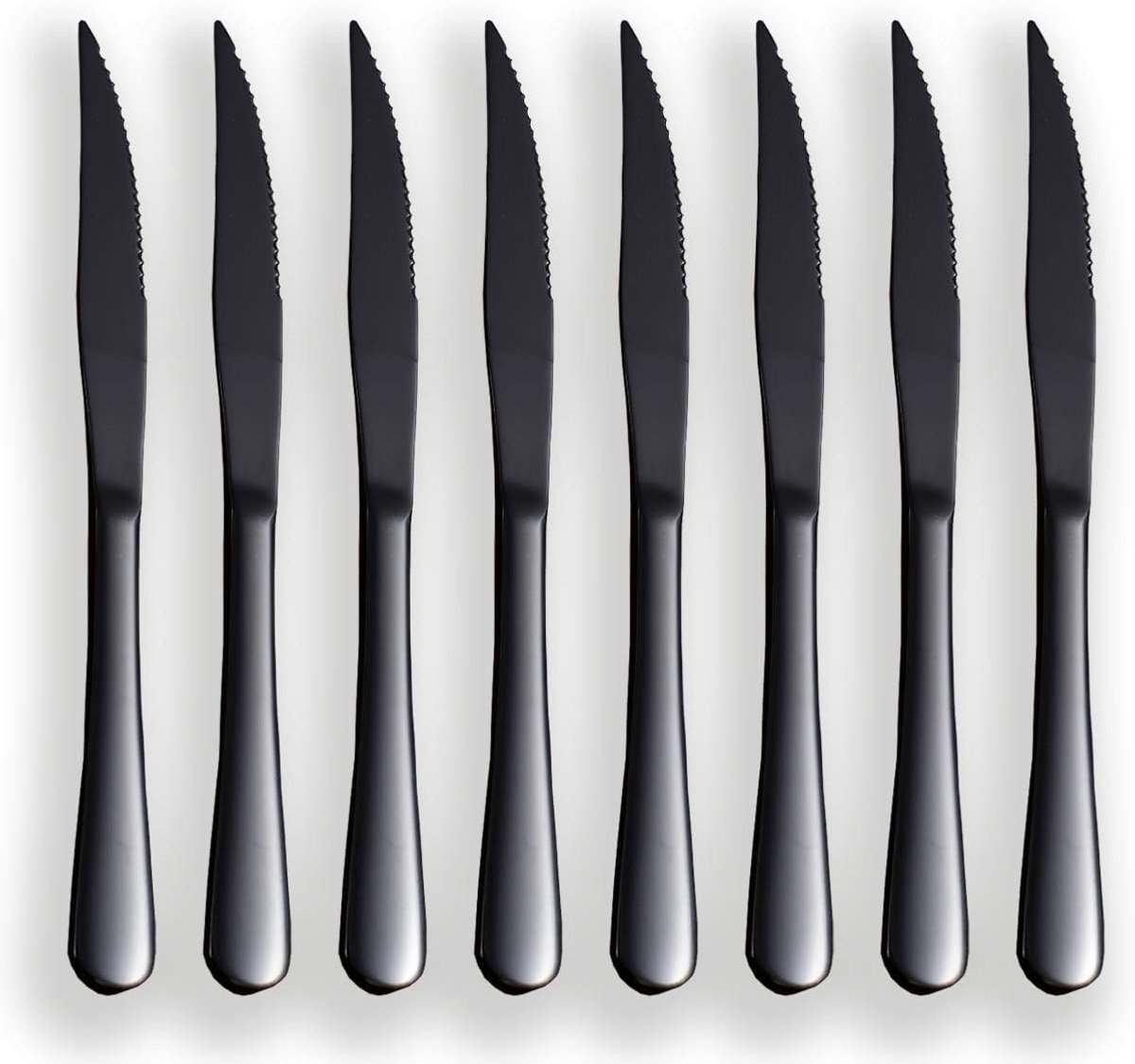 SnelShoppen - Steakmessenset 8-delig - Serrated Titanium Coated RVS - Stevige en Makkelijk Schoon te Maken Tafelmessen voor Feest, BBQ, Keuken