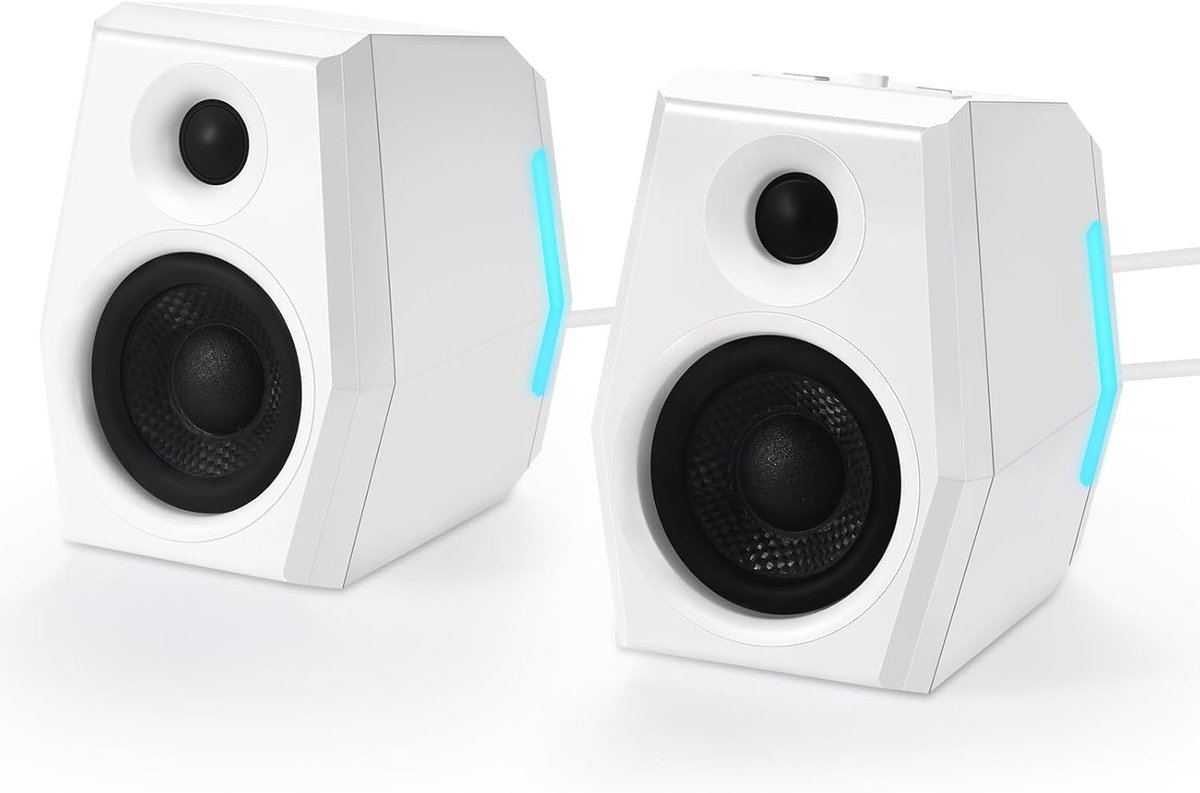 SnelShoppen - 36W Gaming Speakers met 3 EQ Modes, Dynamisch 3D Surround Sound, 24bit DAC, USB/AUX/Bluetooth 5.2, RGB Verlichting voor PC/Laptop/Deskto