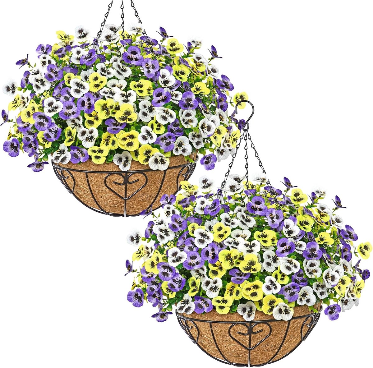 SnelShoppen - Kunstmatige Hangende Bloemen in Mand 2 stuks - DIY Kunstbloemen voor Binnen en Buiten - Kunstzijde Bloemen in 3 Kleuren - Perfect voor T