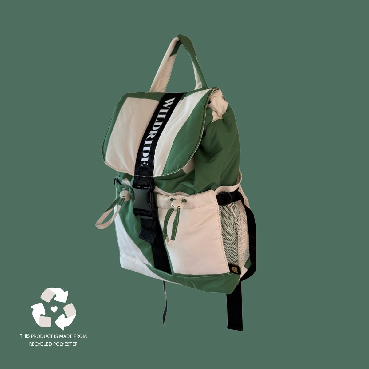 Wildride® Luiertas Rugzak - Rugtas van Gerecycled Materiaal - Verzorgingstas - Baby Rugtas - Organizer Tas - Diaper Bag - Groen Wit Patroon – foto 5