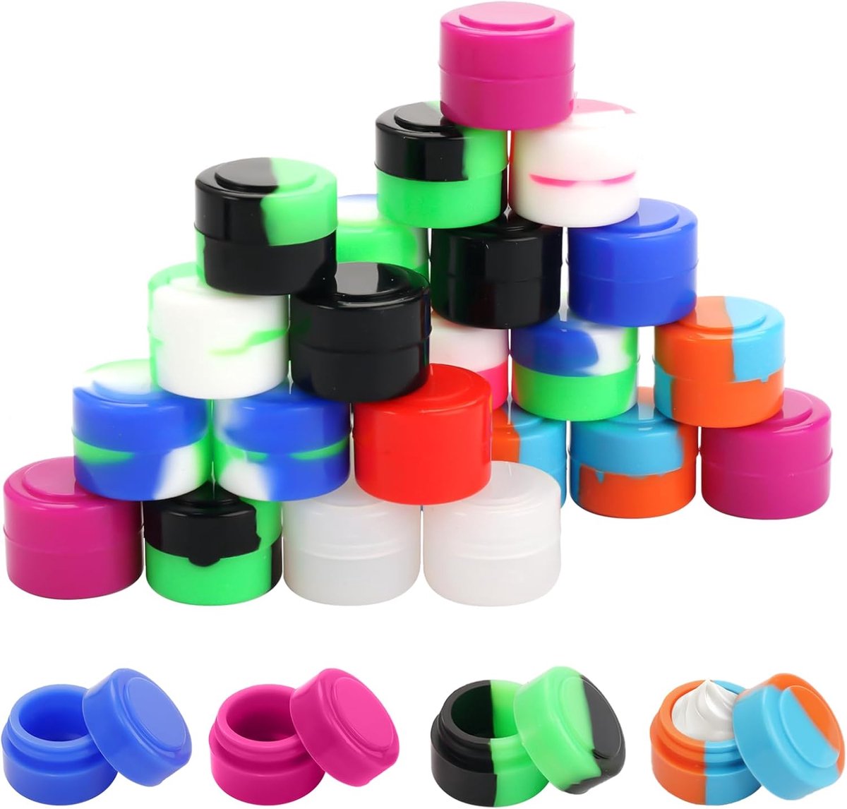 SnelShoppen - 30 Pcs 3ml Silicone Wax Containers - Mini Multicolor Ronde Silicone Trays - Non-Stick Food Storage - Ideaal voor Camping, Keuken en Hobb