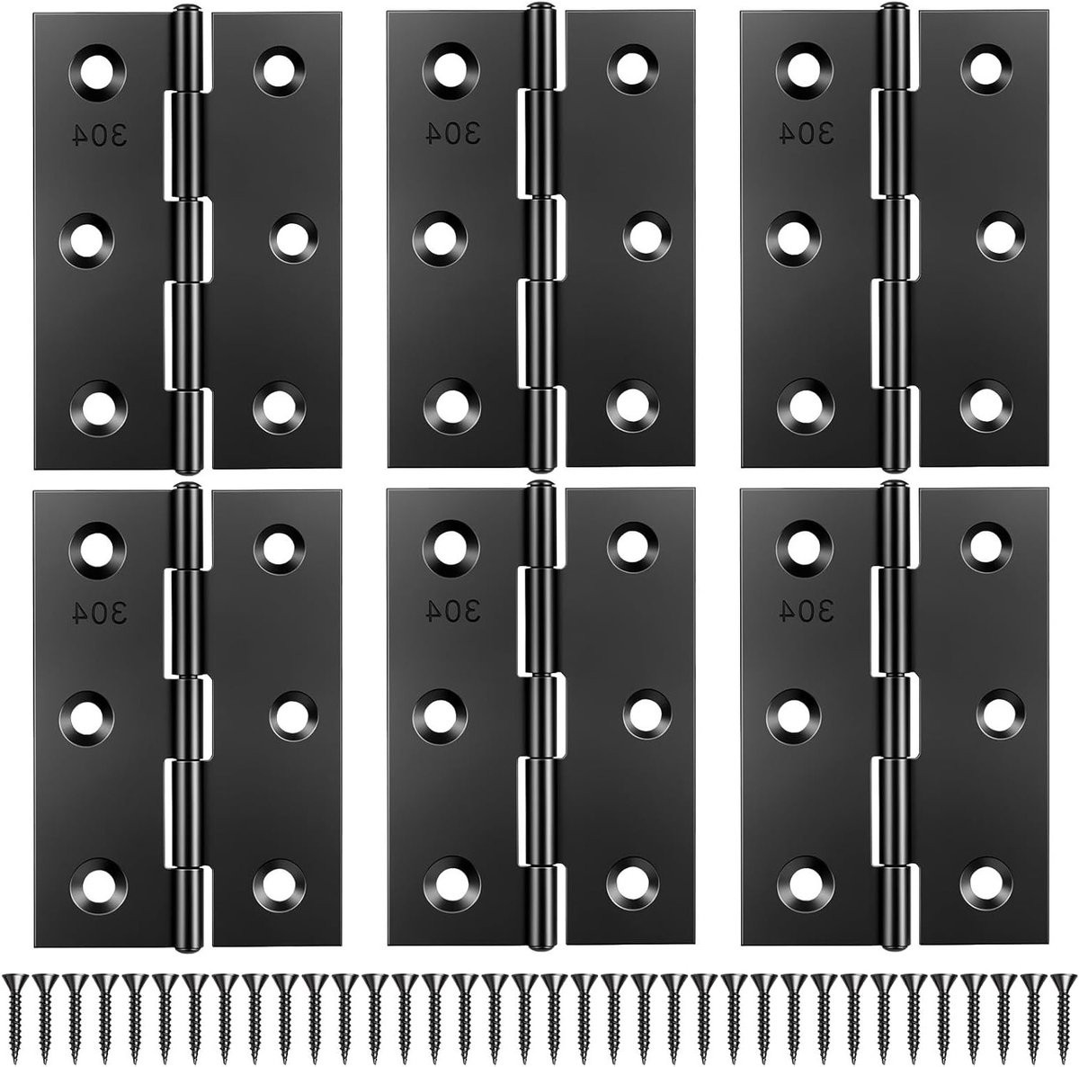 6 stuks inklapbare scharnieren, 75 x 50 x 1 mm, afneembaar deurscharnier, zwart, klein, scharnierband, zware belasting, kogellagerscharnieren voor binnen en buitendeuren, meubels, duurzaam en stevig