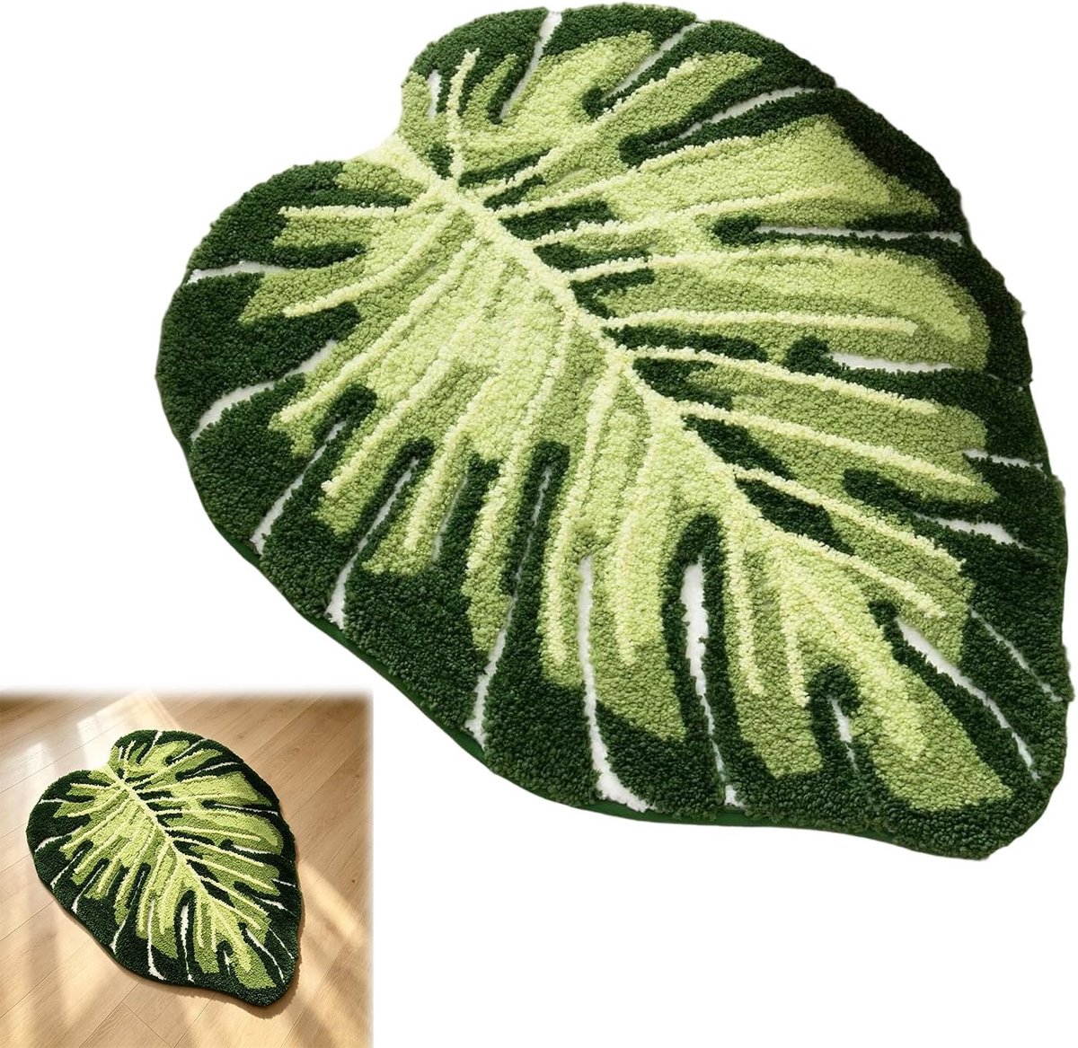SnelShoppen - Kleurrijke Badmat Monstera Tapijt 50 x 80 cm - Wasbaar Antislip Douchemat - Tropische Vloermat voor Badkamer, Keuken en Toilet