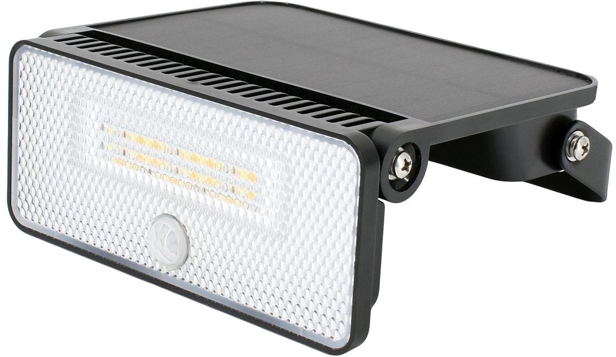Bemko Soker SOLAR - 8W Zonne-energie Floodlight - LED-Breedstraler - 1000Lm Schijnwerper - 3-traps 3000/4000/6000K - IP65 bewegingsmelder PIR-sensor - Zwart
