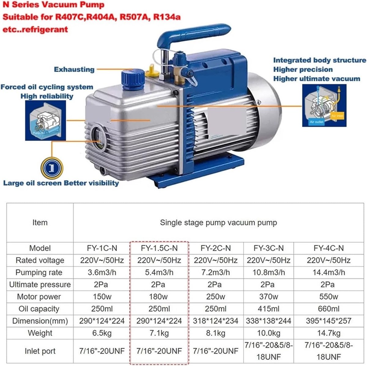Vacuümpomp - Airco Minipomp - Airco Onderhoud - Enkeltraps Ontwerp - 54 m³/u - null