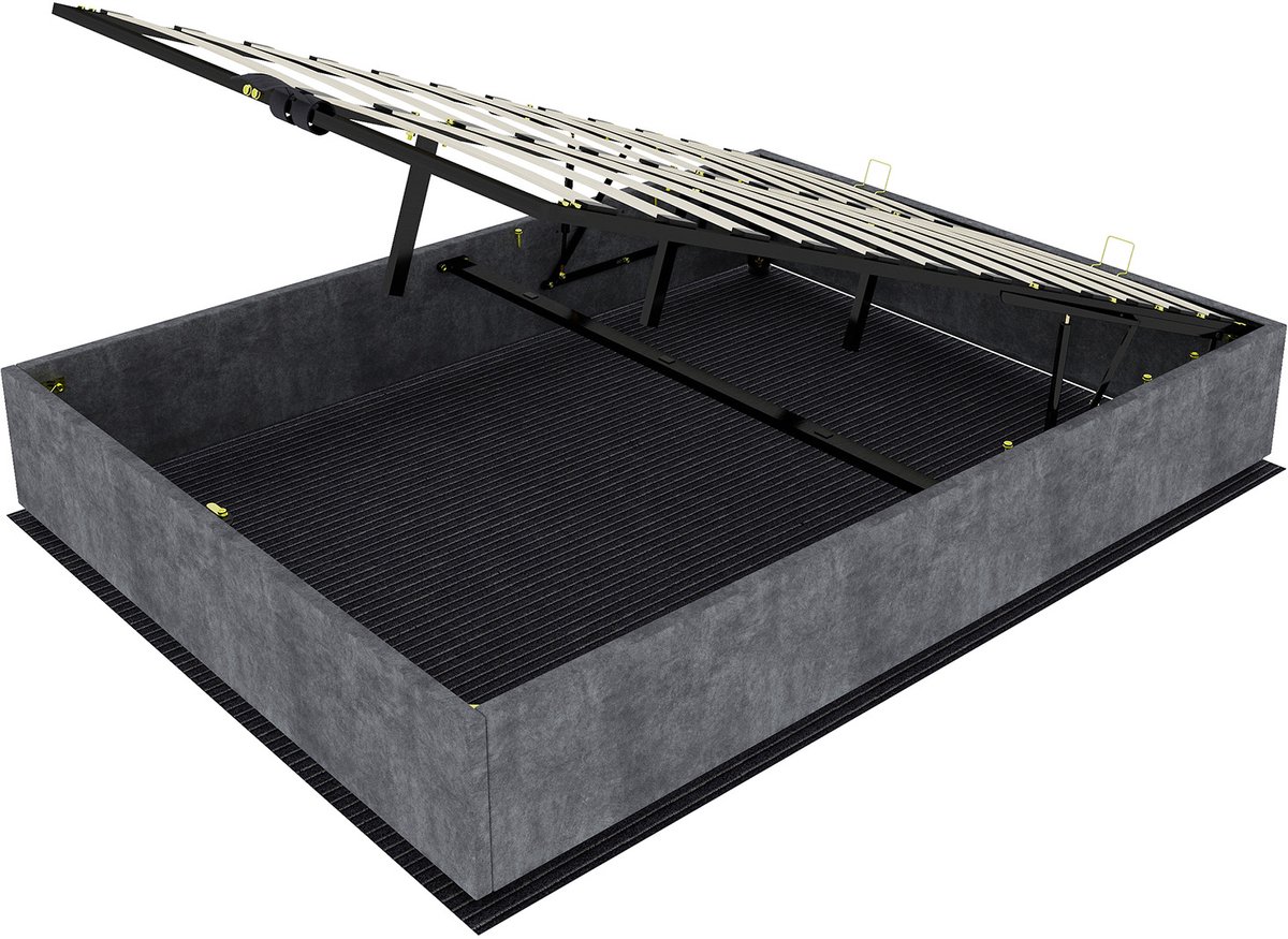 COVREO Modern minimalistisch bedframe, 160x200 cm, grijs, Nederlands fluweel, lage basis, modern slaapkamermeubilair. Gasvering, hoofdbord en matras niet inbegrepen. Gris