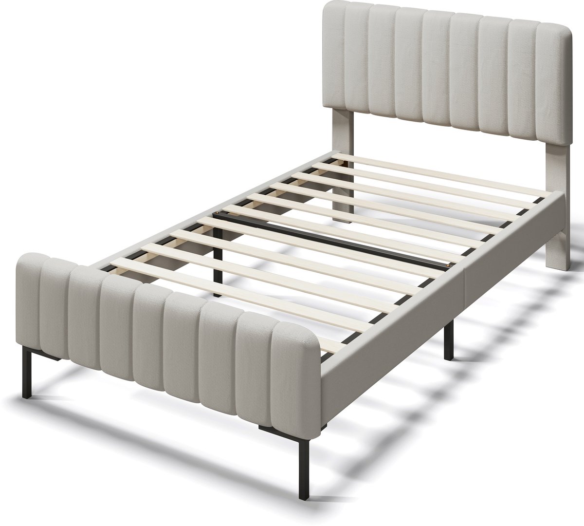 COVREO Bedframe 90x200 cm 209x95 cm grijs-beige verstelbaar, zonder matras
