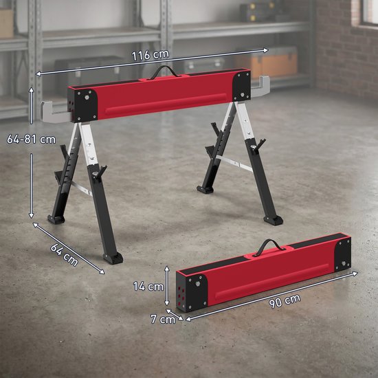 4goodz 2 stuks Zaagbok Schragen tot 1160 kg - verstelbaar 64-81 cm — afbeelding 2
