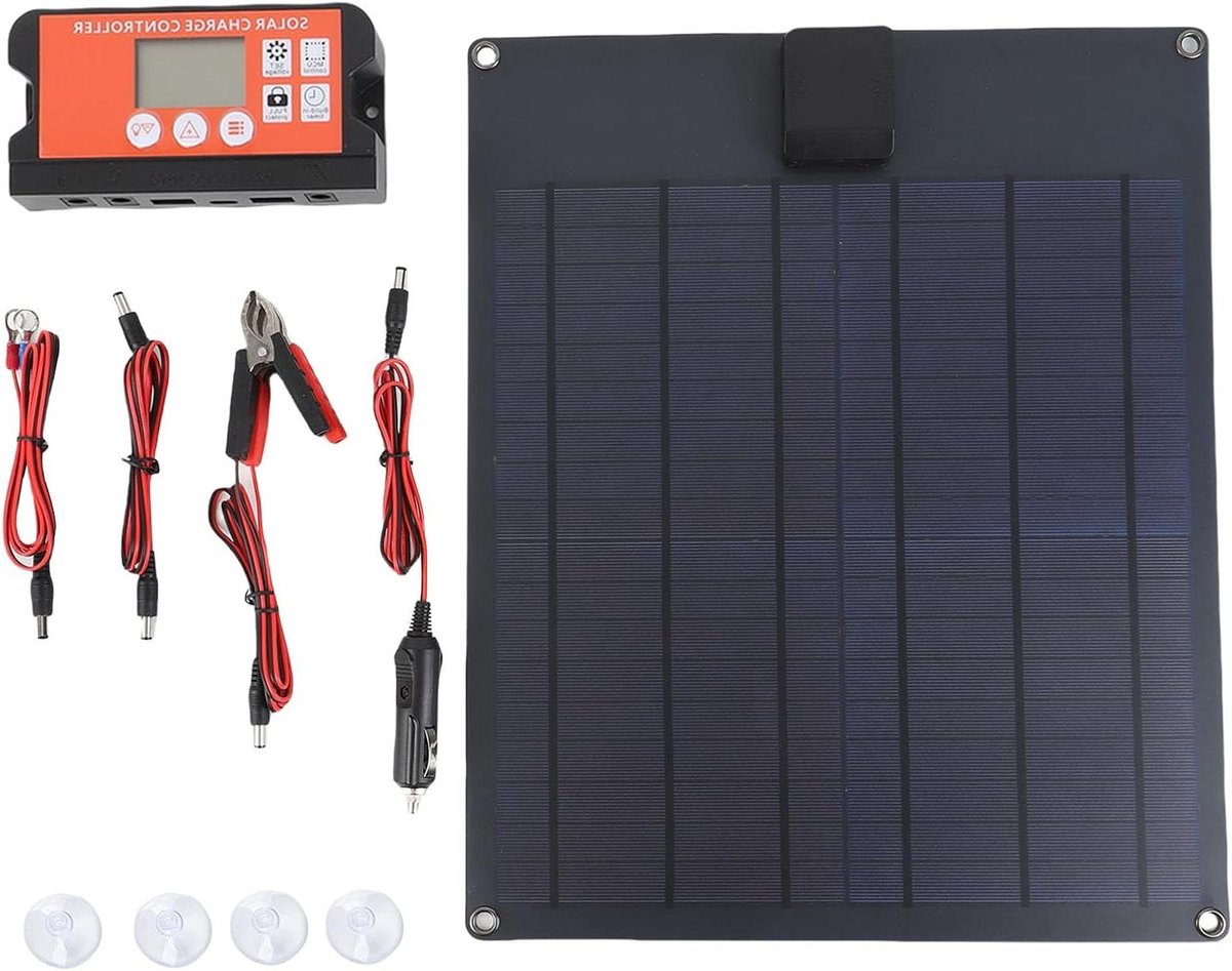 Zonne-acculader - Zonnepaneel Kit - Accu Opladen - Snellaadsysteem - 45 x 36 x 4 cm - Rood-groen
