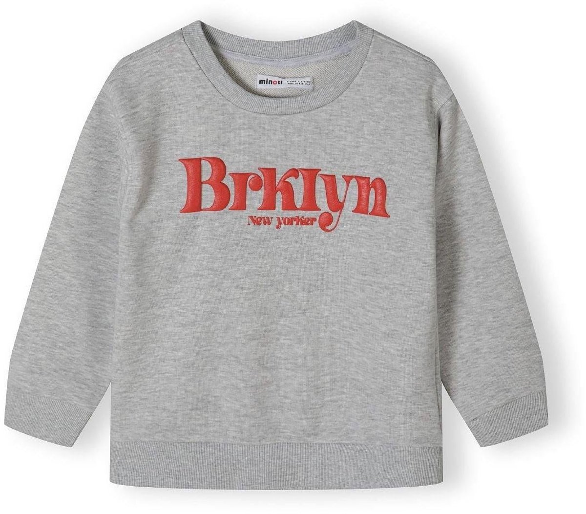 Minoti sweater jongens grijs - trui met ronde hals - katoen