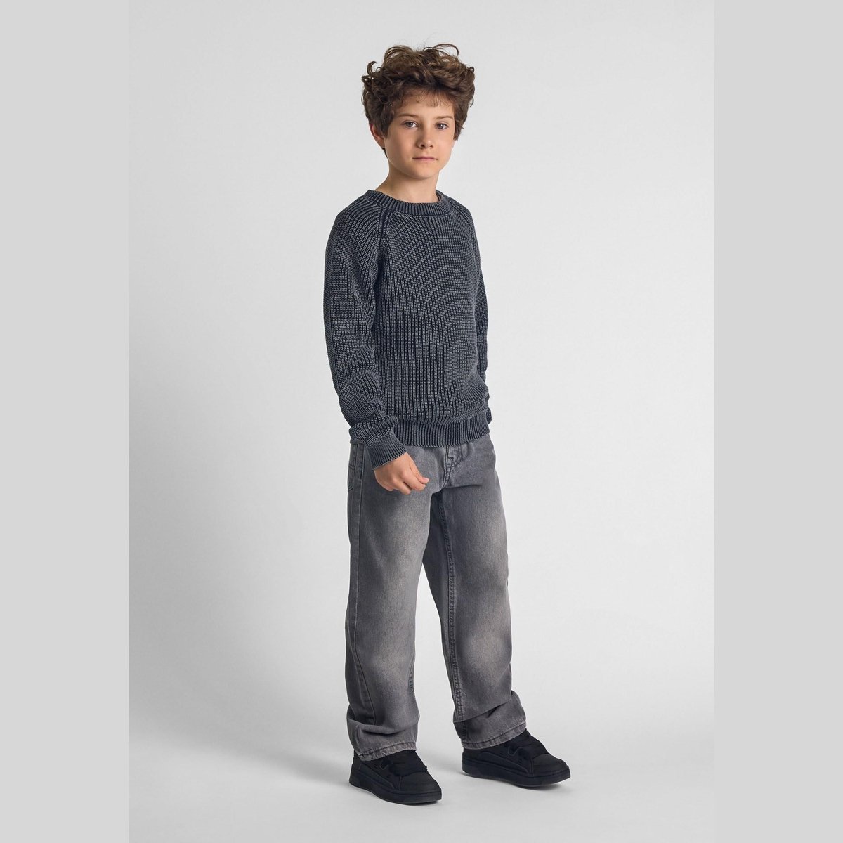 Minoti raglan trui jongens 100% katoen - zwart