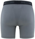 Grijze SAXX boxershort met subtiel ruitpatroon en SAXX-logo op de zwarte tailleband.