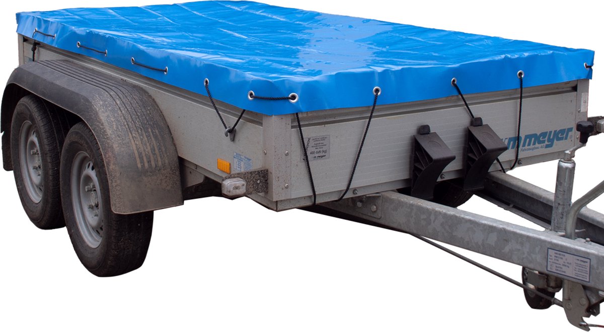 TRUTZHOLM Vlak Dekzeil Lichtblauw 257x133 cm - Universeel Aanhangwagen Dekzeil met Touw - Waterdicht Stoffen Huif 10cm Rand