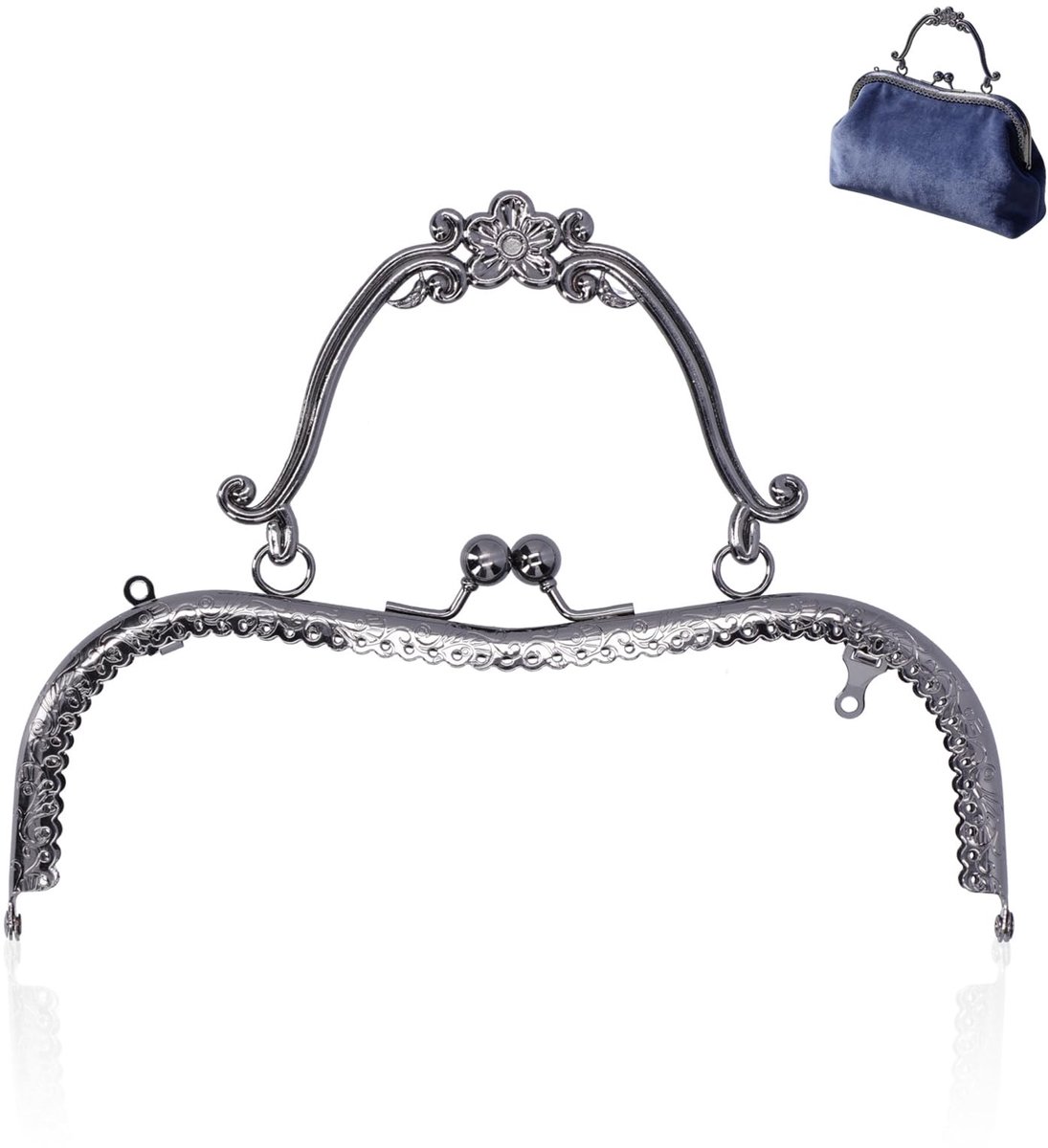 Dailygoods- Portemonnee Frame Retro Ontwerp - Metalen Tas Frame - DIY Opbergtas - Geldportemonnee - Kussluiting - 20,5 cm - Tasframe