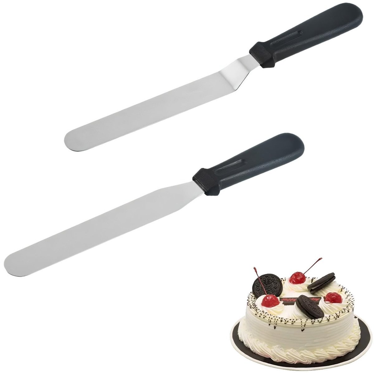 Dailygoods- Taartdecoratiespatel - Professionele Spatelset - Roestvrijstalen Spatels - Antislip Handvat - Duurzaam - Voor Gebak/Cupcakes - Bakhulp