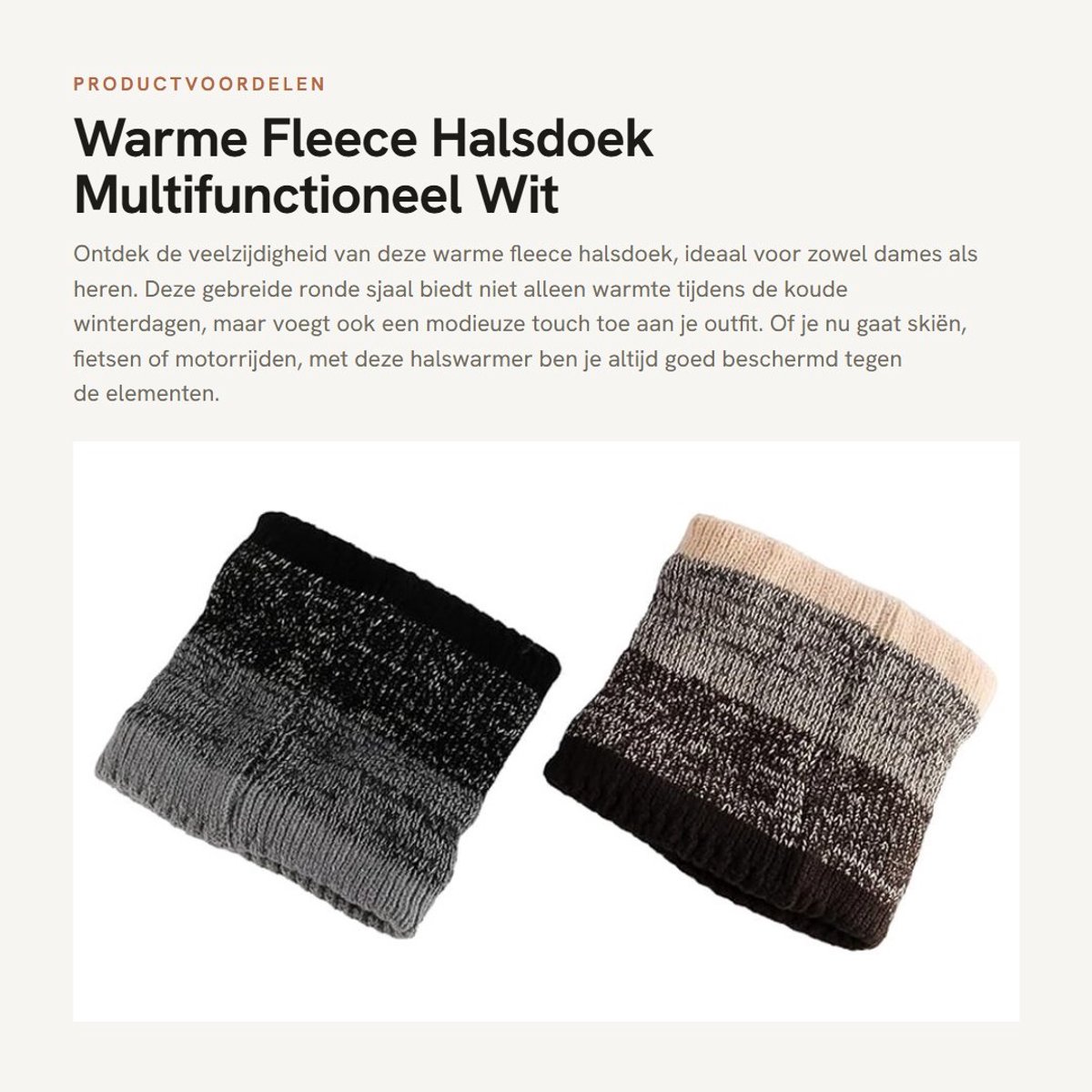 Dailygoods- Halsdoek Warm - Fleece Nekwarmer - Gebreid - Gezichtshanddoek - Muts - Elegant Ontwerp