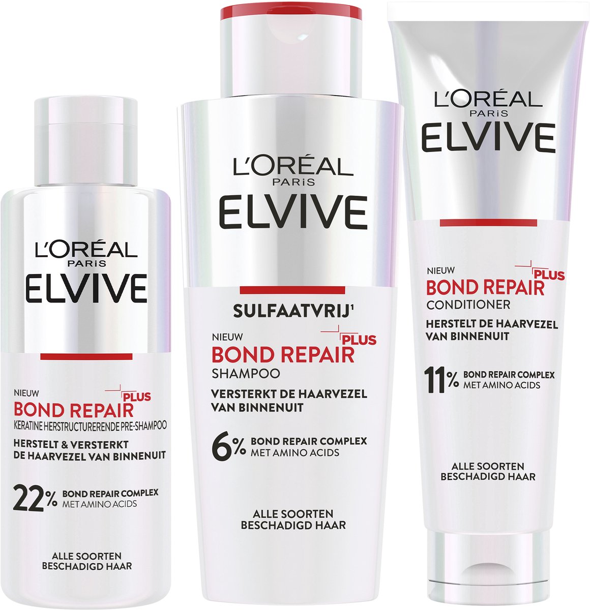 L'Oréal Paris Elvive Bond Repair Pre-Shampoo Shampoo & Conditioner Routine Bundel - Voor Beschadigd Haar - 200ml 200ml & 150ml