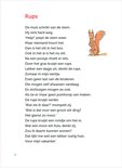 Bladzijde met tekst en illustratie van een rups en een eekhoorn op een stam.