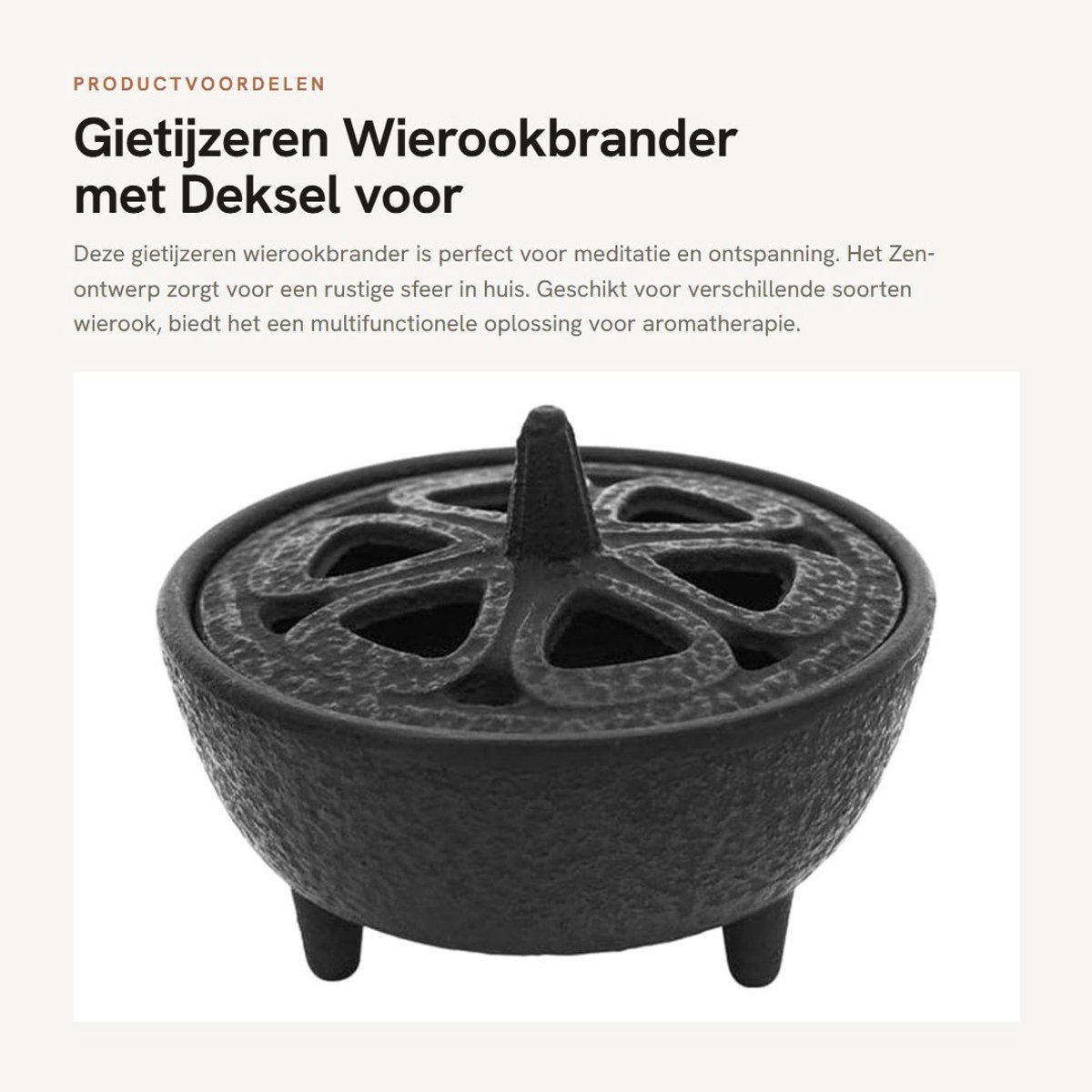 Dailygoods - Gietijzeren Wierookbrander met Deksel voor Meditatie