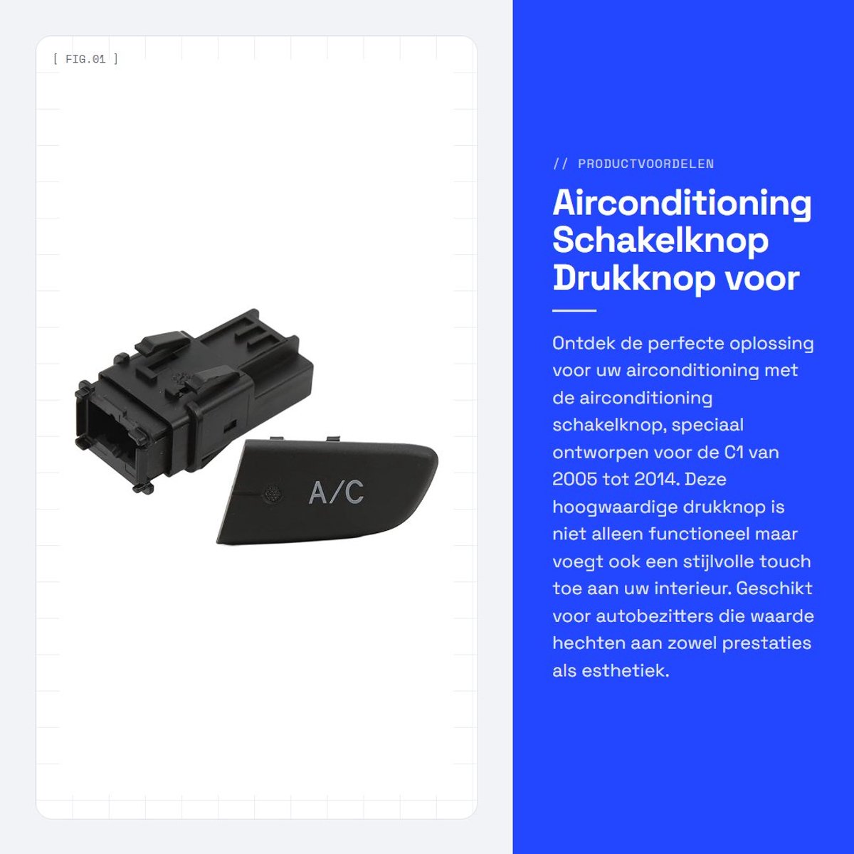 Dailygoods- Schakelknop voor C1 2005-2014 - Drukknop - Reservekap 6554KX - Auto-accessoire - Kwalitatief hoogwaardig - Verbeterde prestaties