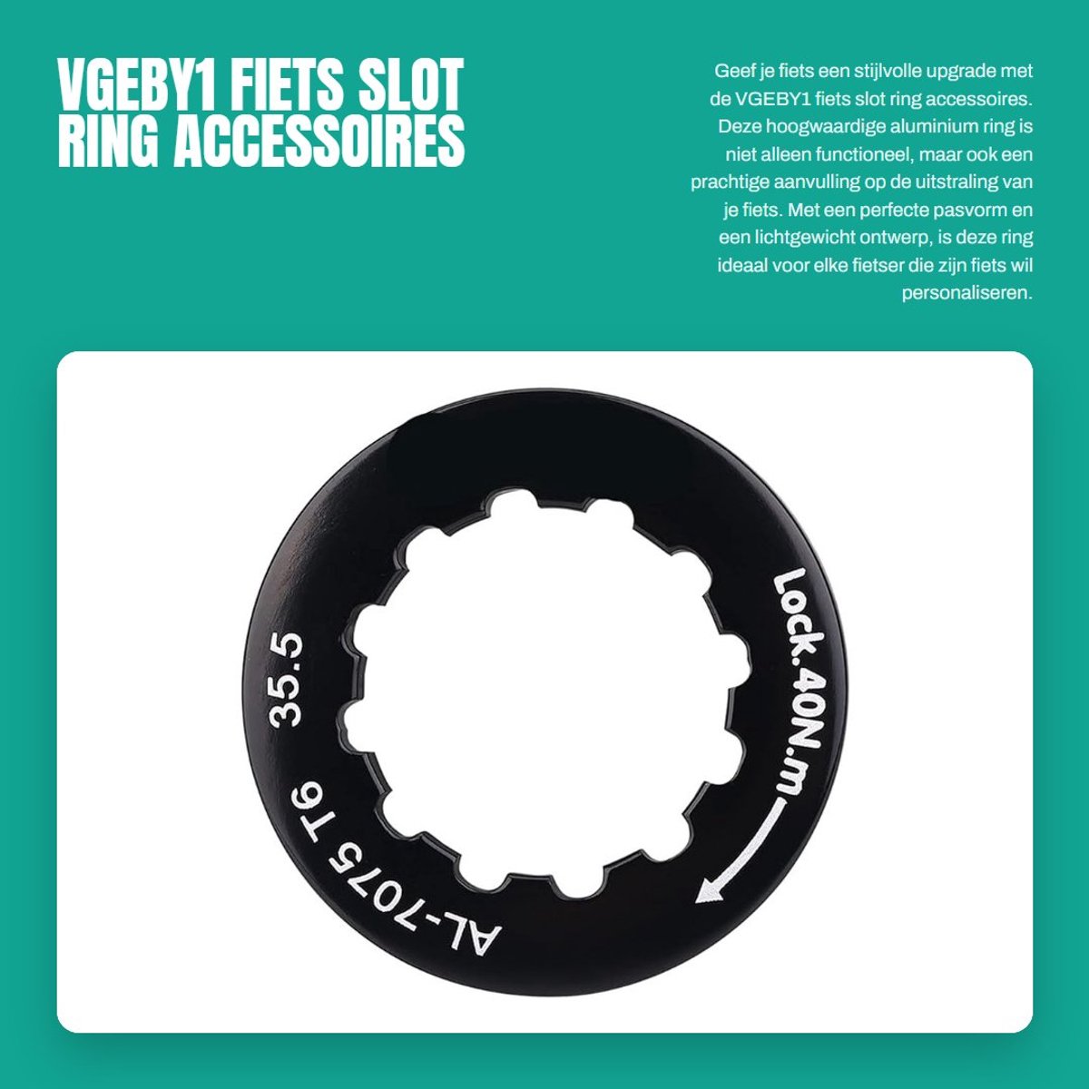 Dailygoods - Fiets Slot Ring Accessoires - Aluminium, Zwart, Lichtgewicht & Duurzaam