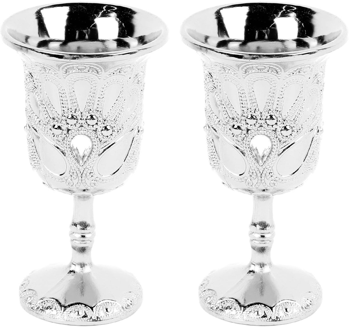 Dailygoods- Martini-glazen Vintage - 2 Stuks - Zilverkleurig Metaal - Cocktailglazen - Decoratieve Drinkglazen - Luxe Uiterlijk