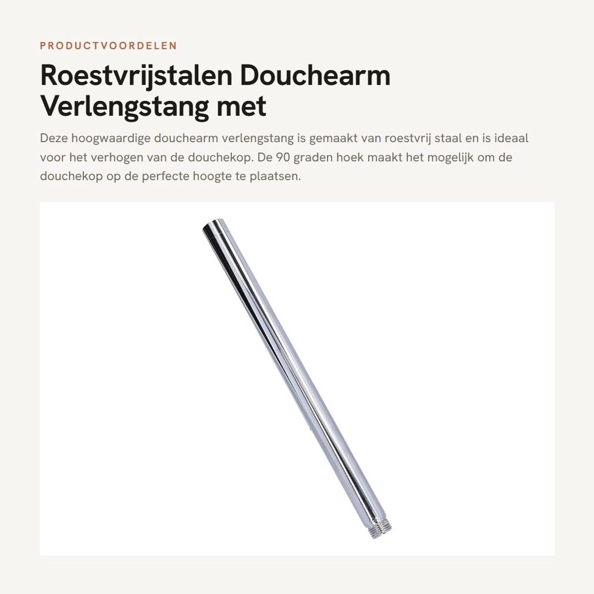 Dailygoods- Douchearm Verlengstang - Roestvrij Stalen Douchearm - 90 Graden Verlengarm - Wandmontage - Gepolijst Chroom - Eenvoudig te Installeren - Doucheverlengarm