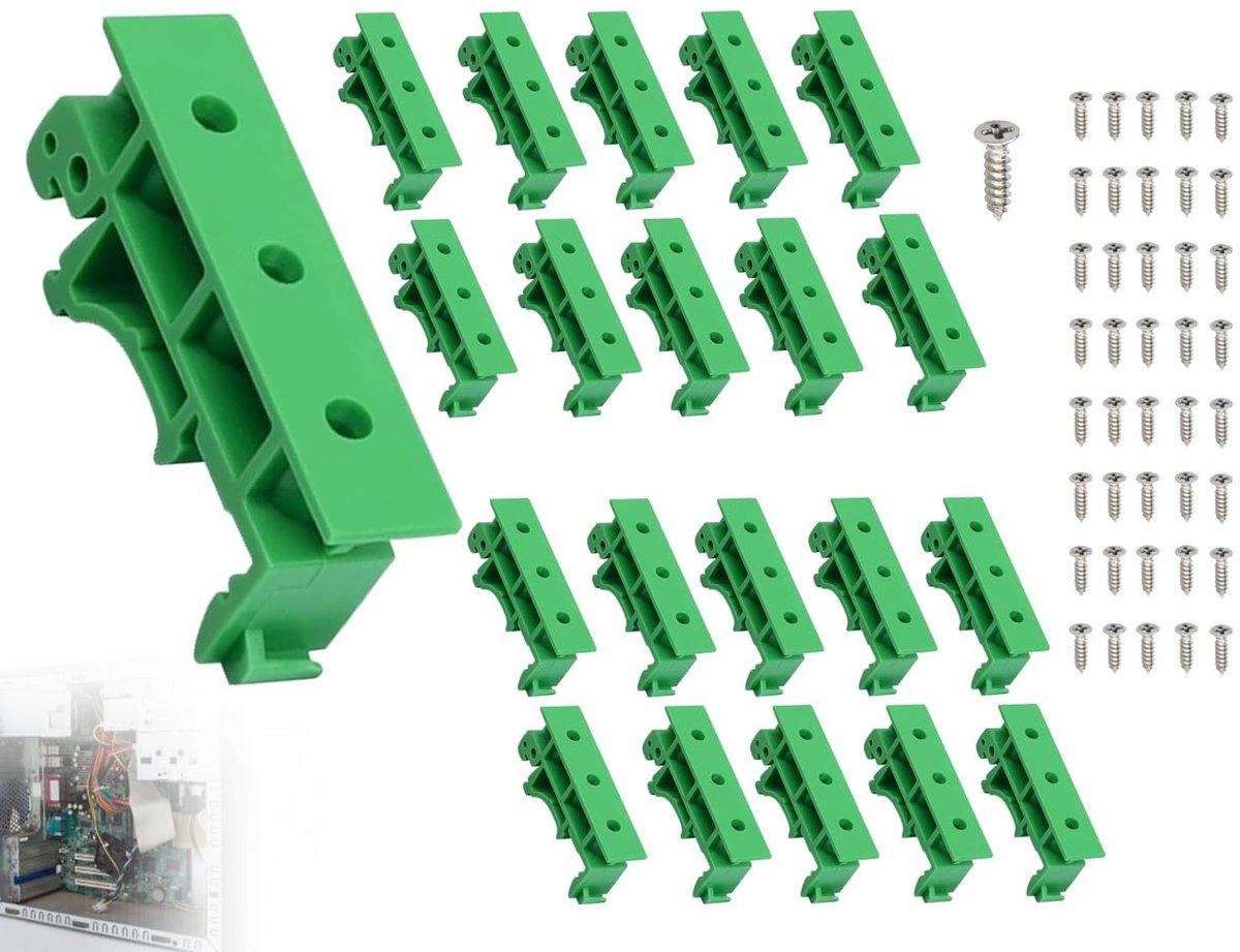 Dailygoods - Rail Adapter Set - 20pcs - Ideaal voor Montage - Groen - Bevestigingsbeugels - Inclusief Schroeven - Geschikt voor Diverse Toepas...