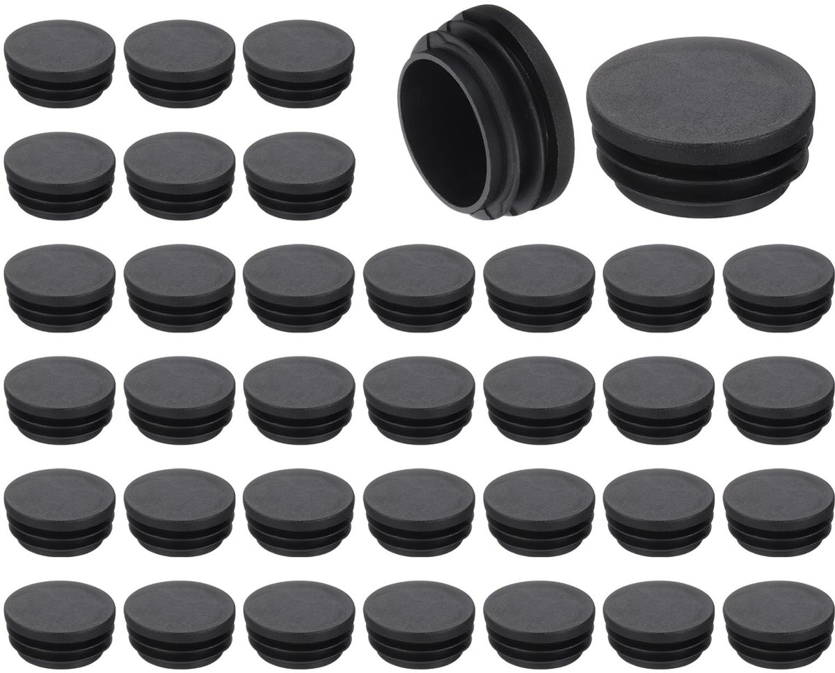 Dailygoods- Buisdoppen 36 Stuks - Ronde Kunststof Eindkappen 38 mm - Zwarte PE-Buispluginzetstukken - Vloerbeschermer voor Meubelpoten - Schokabsorberend en Slijtvast - Eenvoudig te Installeren - Buisplug