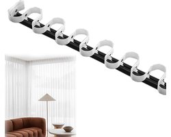 Gordijnrailsysteem Aluminium - Gordijnrail Traverse - Vensters Afwerken - S-Wave Rimpel Lopers - 290 cm - Zwart