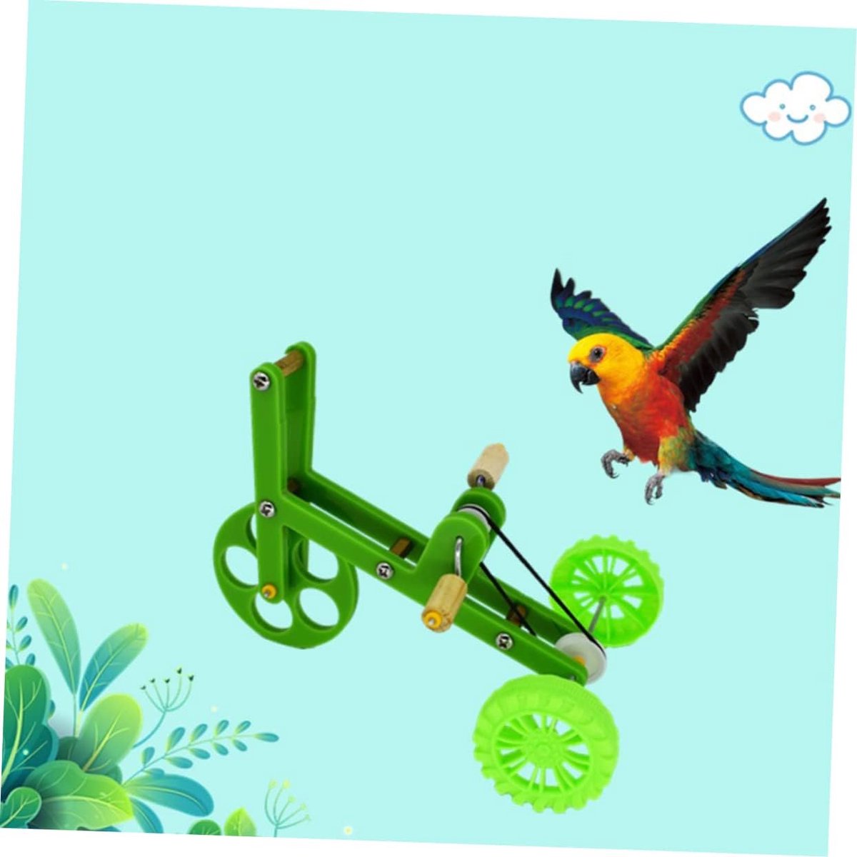 Papegaai Trainingsfiets - Vogel Speelgoed - Vogels Trainen - Vrolijk Kleurontwerp - 17 cm - Groen