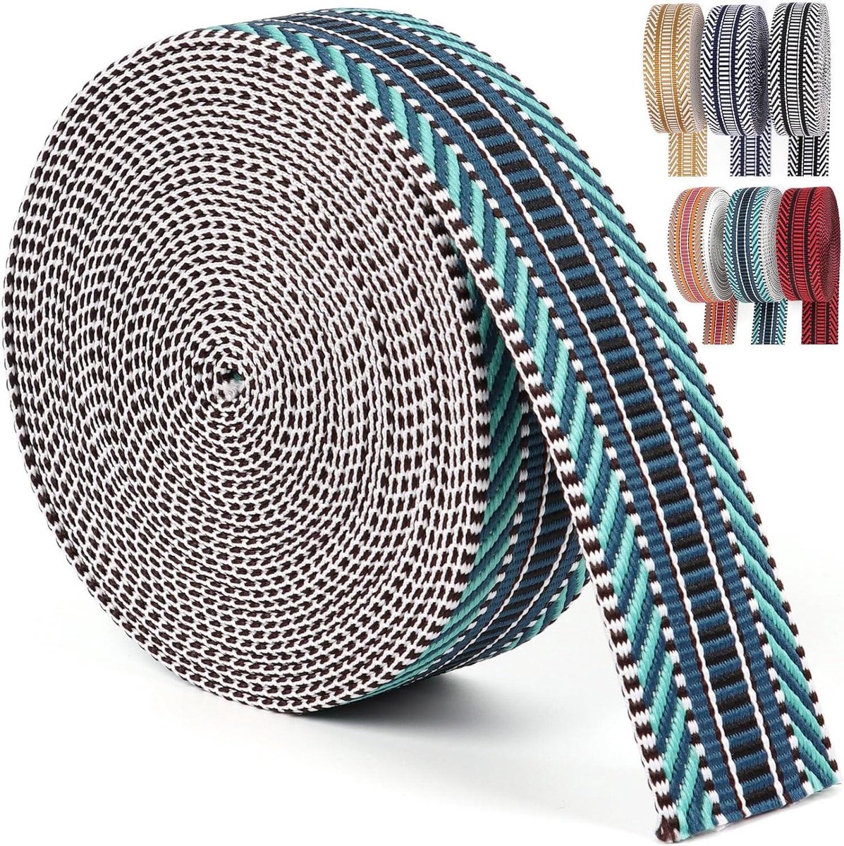 Nylon Singelband - Polyester Lint - Tassen Maken - Gestreept Patroon - 6 meter - Blauw